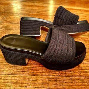 VINCE Black Leather Cord Margo Platform Sandals Size 9